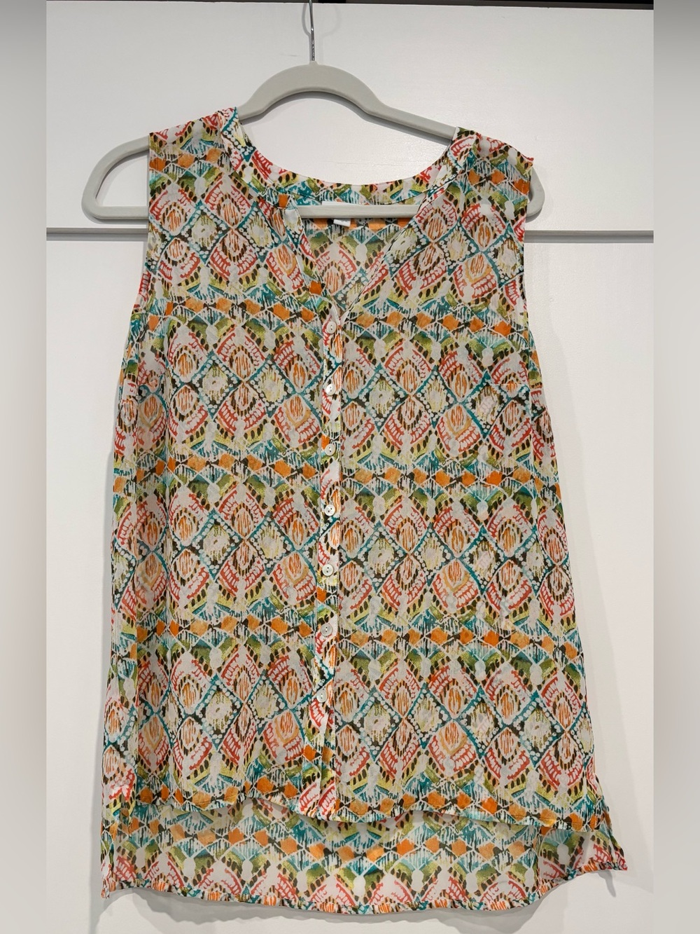 J. Jill Multicolor Printed Sleeveless Button-Front Tank Medium